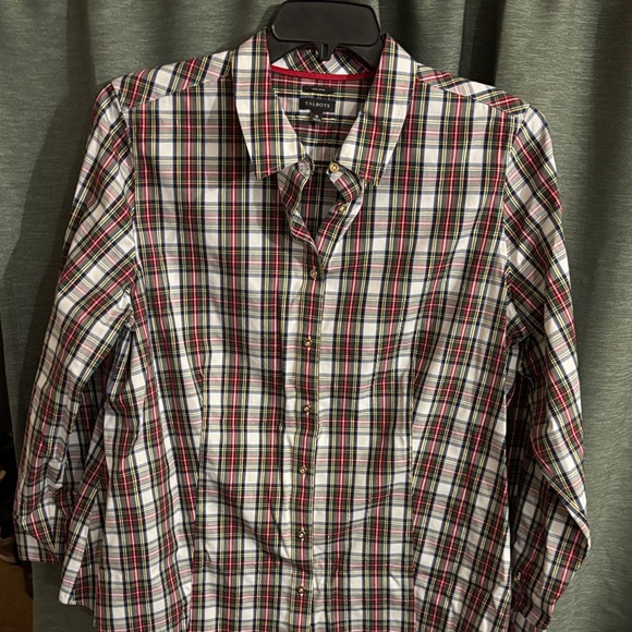 Talbots Red and Green Plaid Button Down Shirt - Picture 1 of 3